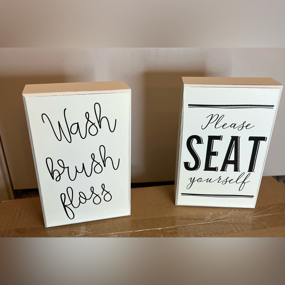 2 sets Bed bath & beyond personalized bathroom rectangle sign